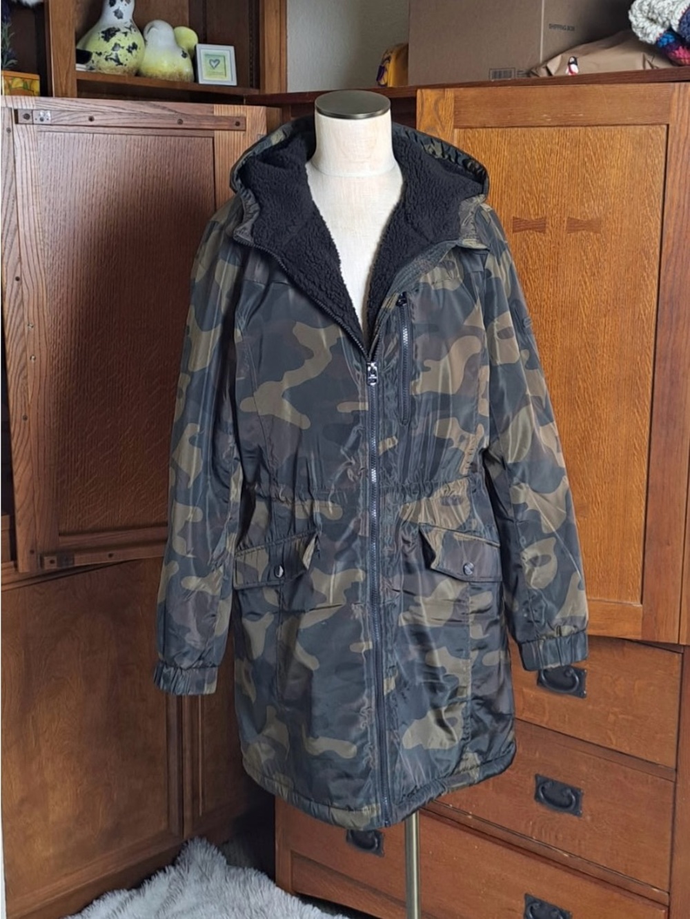 Lucky Brand Camo Sherpa Lined Hooded Parka Jacket Women’s Large
